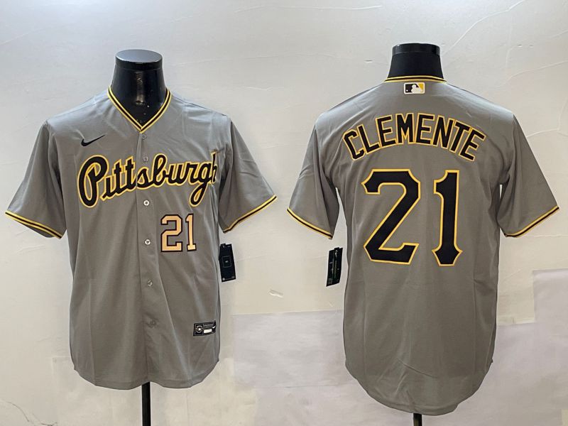 Men Pittsburgh Pirates #21 Clemente Grey Game Nike 2025 MLB Jersey style 2->los angeles dodgers->MLB Jersey